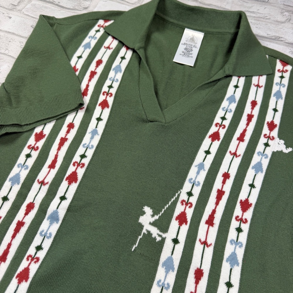 Disney Matterhorn Bobsleds‎ Knit Polo Unisex S Green Vintage Style EUC